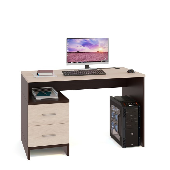 Компьютерный стол, 1200 × 600 × 750 мм, цвет венге / белёный дуб - фото 1 - id-p206478614