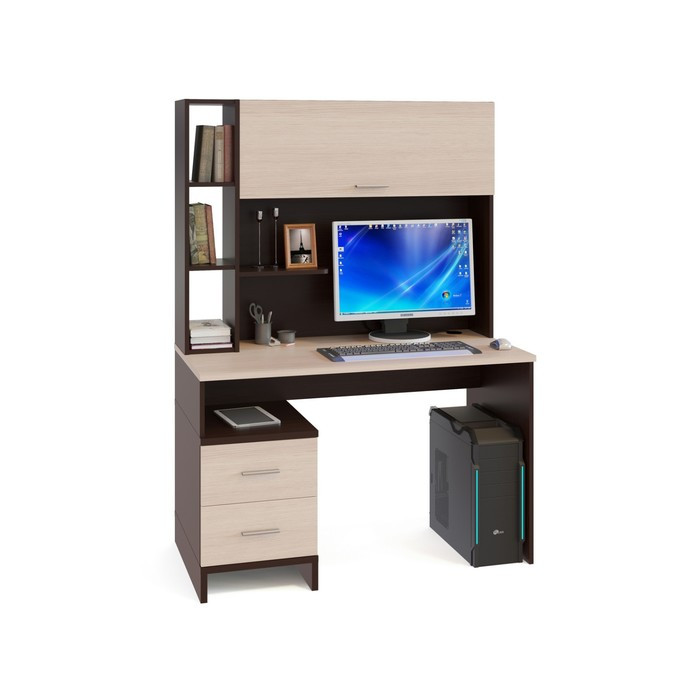 Компьютерный стол, 1200 × 600 × 750 мм, цвет венге / белёный дуб - фото 2 - id-p206478614