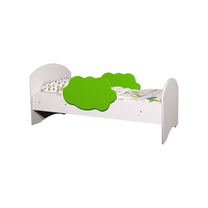 Кровать с бортиками «Тучка», 1400×600 мм, цвет белый / зелёный - фото 1 - id-p206479354