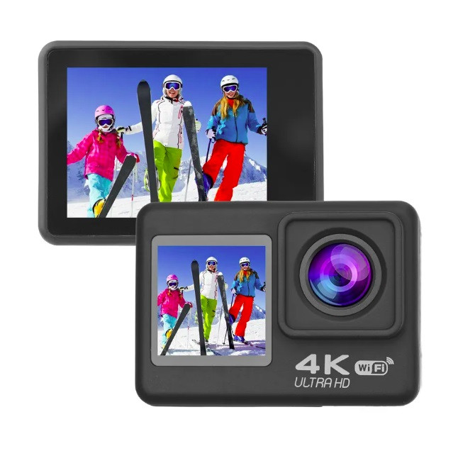 Экшн-камера 4k TVG-036 два дисплея - сенсорное управление - фото 1 - id-p206480458