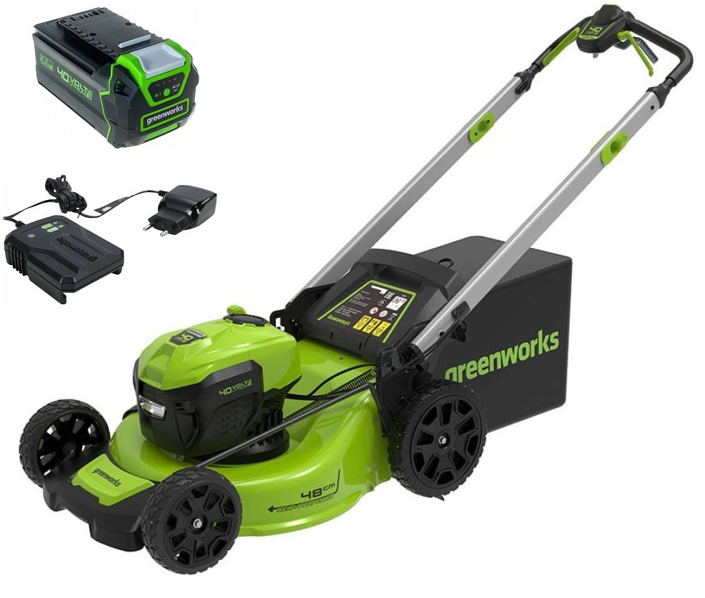 Газонокосилка аккум. самоходная Greenworks GD40LM48SPK4 40В DigiPro (комплект: АКБ 4а/ч + Зарядное), фото 1