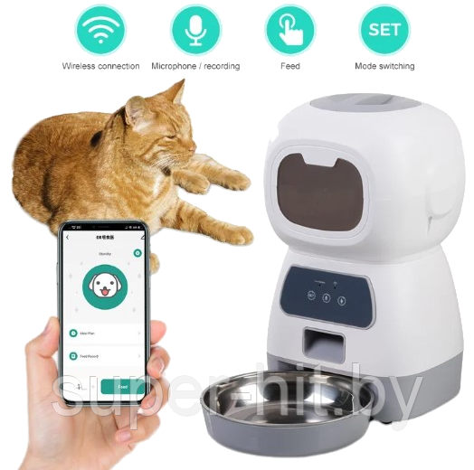 Автоматическая кормушка для домашних питомцев Elf Automatic Pet feeder с Wi-Fi и управлением через смартфон - фото 2 - id-p206481589