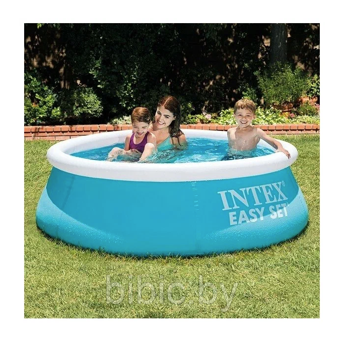 Надувной бассейн Easy Set для всей семьи круглый,интекс intex 28101 плавательный для купания детей и взрослых - фото 2 - id-p206622407