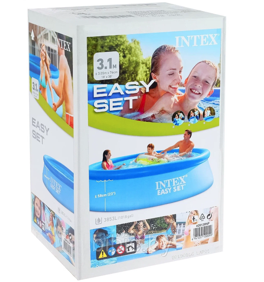 Надувной бассейн Easy Set для всей семьи круглый,интекс intex 28120N плавательный для купания детей и взрослых - фото 3 - id-p206622420