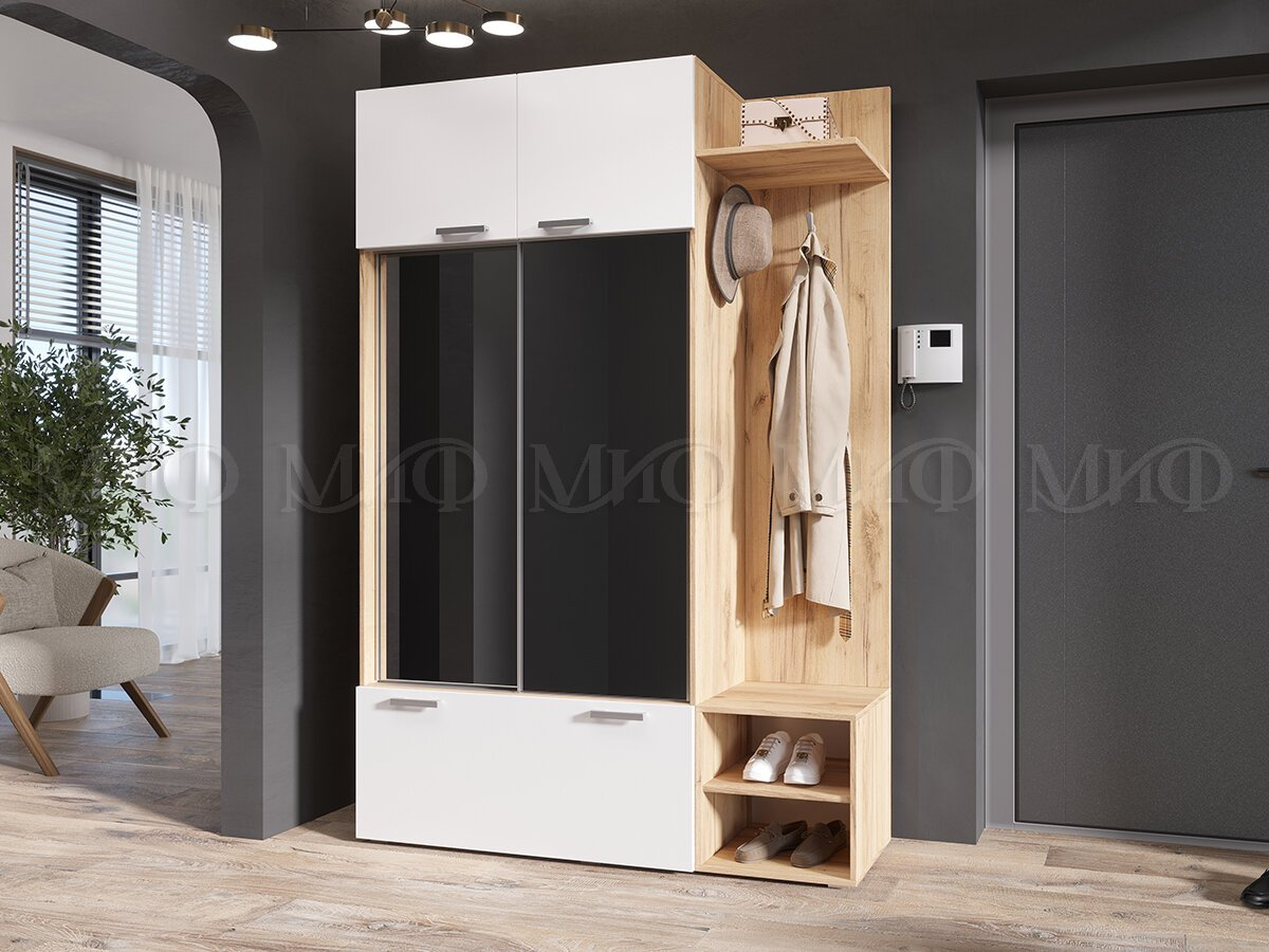 Прихожая Стелла - Белый глянец/Дуб Крафт