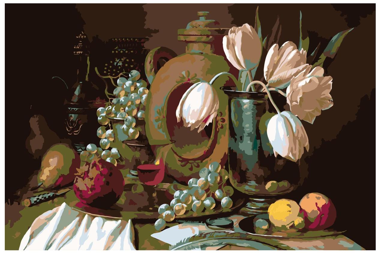 Картина по номерам Тюльпаны и фрукты 40 x 60 | RA032 | SLAVINA - фото 1 - id-p206626243
