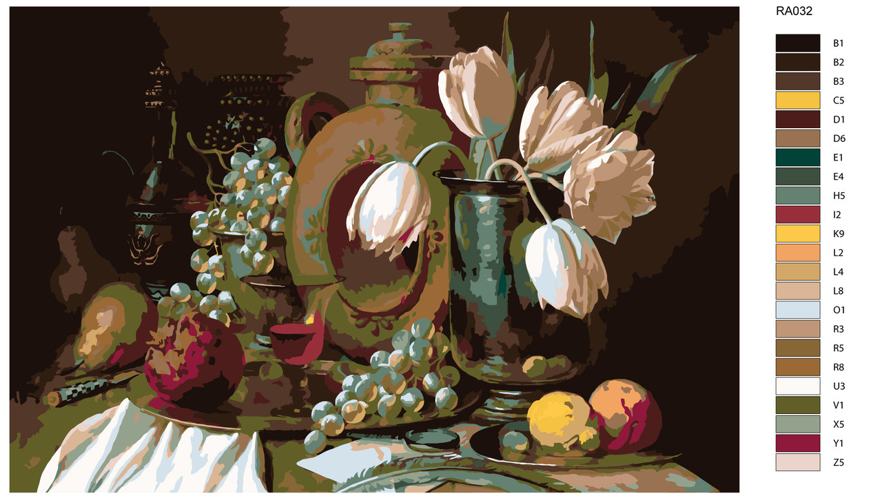 Картина по номерам Тюльпаны и фрукты 40 x 60 | RA032 | SLAVINA - фото 2 - id-p206626243
