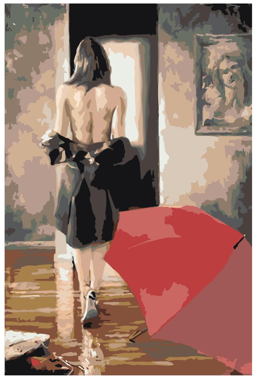 Картина по номерам Девушка и красный зонт 40 x 60 | DA05 | SLAVINA