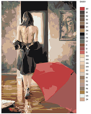 Картина по номерам Девушка и красный зонт 40 x 60 | DA05 | SLAVINA, фото 2