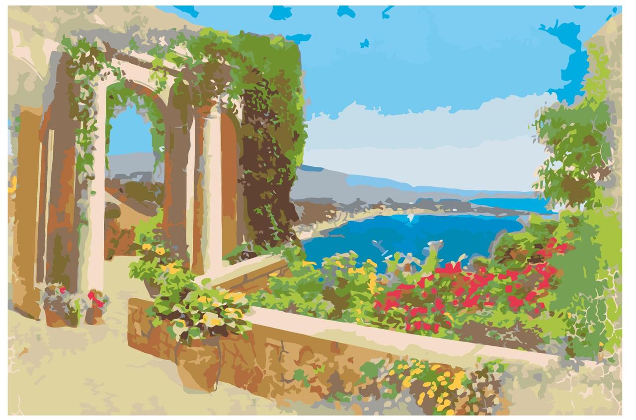 Картина по номерам Вид с террасы на море Роберт Пежман 40 x 60 | RP24 | SLAVINA