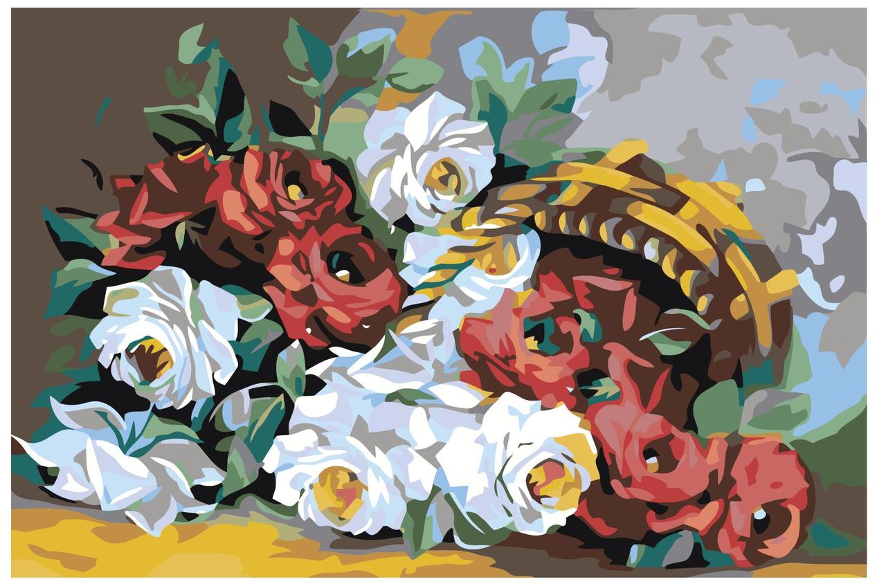Рисование по номерам Корзина с розами 40 x 60 | KRYM-FL003 | SLAVINA