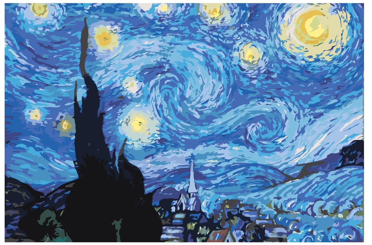 Картина по номерам Звездная ночь Винсент Ван Гог 40 x 60 | KRYM-Z010 | SLAVINA - фото 1 - id-p206626278