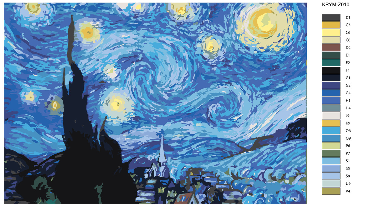Картина по номерам Звездная ночь Винсент Ван Гог 40 x 60 | KRYM-Z010 | SLAVINA - фото 2 - id-p206626278