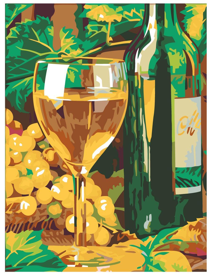 Картина по номерам Белое вино Натюрморт  30 x 40 | N01 | SLAVINA