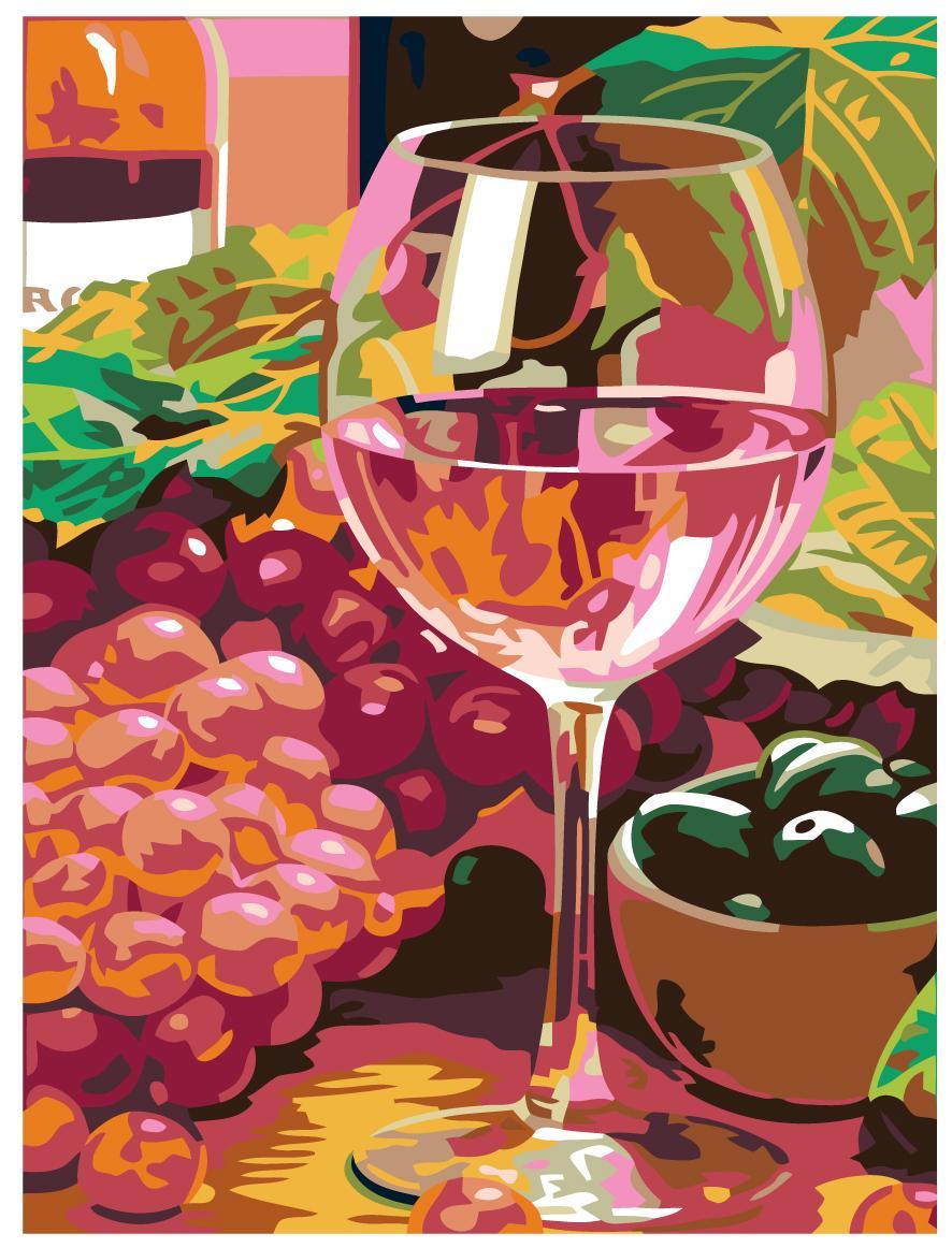 Живопись по номерам Розовое вино Натюрморт 30 x 40 | N03 | SLAVINA - фото 1 - id-p206627281