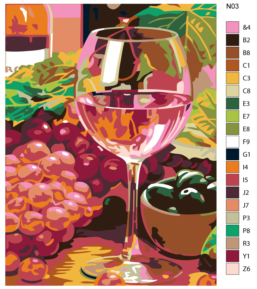 Живопись по номерам Розовое вино Натюрморт 30 x 40 | N03 | SLAVINA - фото 2 - id-p206627281