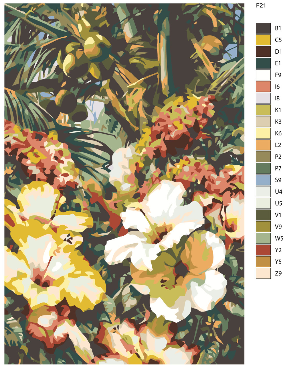 Картина по номерам Тропические цветы 40 x 60 | F21 | SLAVINA - фото 2 - id-p206626288