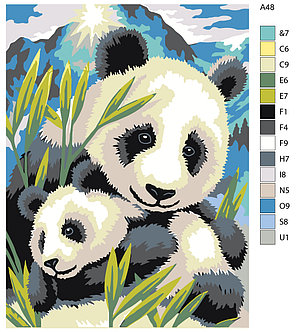 Раскраска по номерам Панда с малышом 30 x 40 | A48 | SLAVINA, фото 2