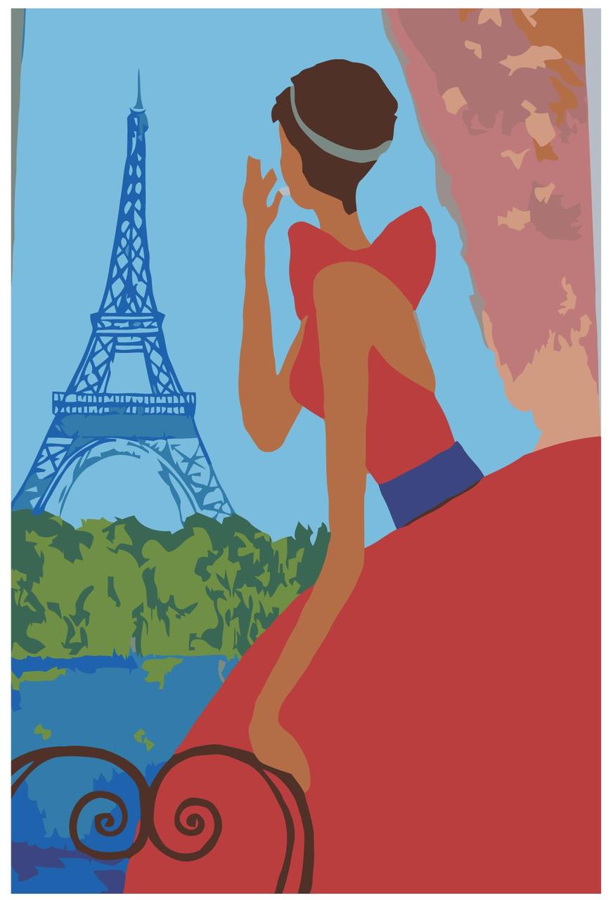 Живопись по номерам Девушка в Париже 40 x 60 | RO10 | SLAVINA - фото 1 - id-p206626296