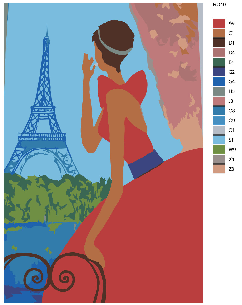 Живопись по номерам Девушка в Париже 40 x 60 | RO10 | SLAVINA - фото 2 - id-p206626296