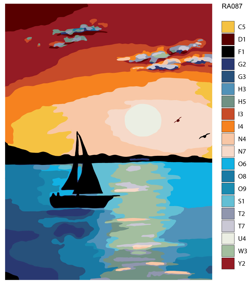 Живопись по номерам Парусник на закате 30 x 40 | RA087 | SLAVINA - фото 2 - id-p206627314