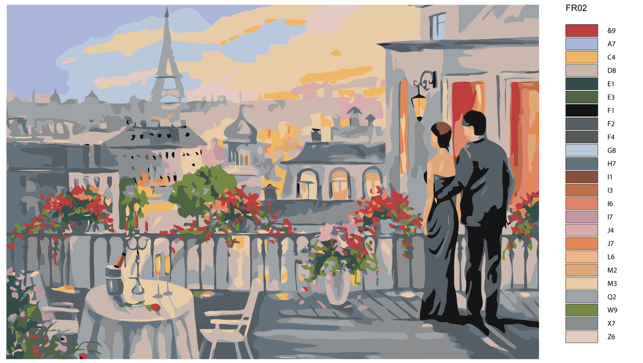 Живопись по номерам Свидание в Париже 40 x 60 | FR02 | SLAVINA - фото 2 - id-p206626316