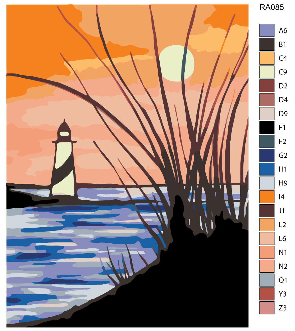 Раскраска по номерам Маяк на закате 30 x 40 | RA085 | SLAVINA - фото 2 - id-p206627317