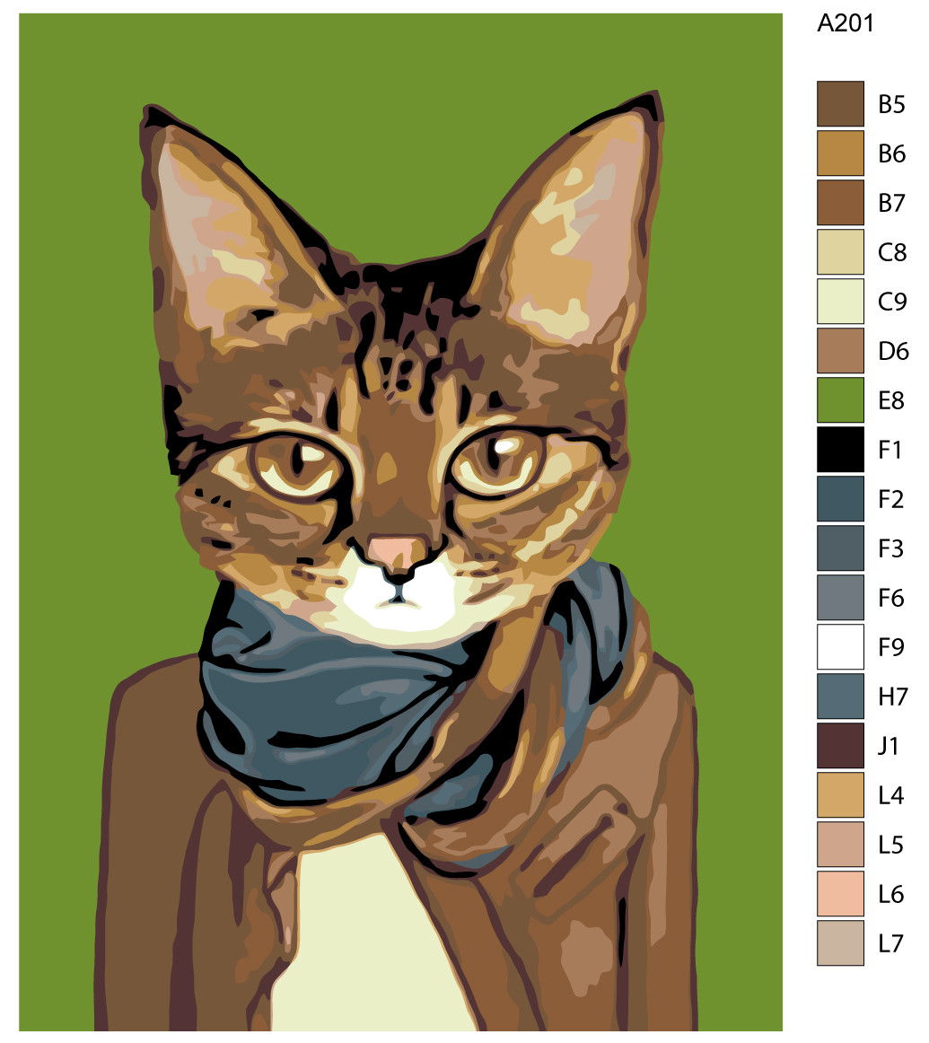 Живопись по номерам Кошка в пальто 30 x 40 | A201 | SLAVINA - фото 2 - id-p206627321