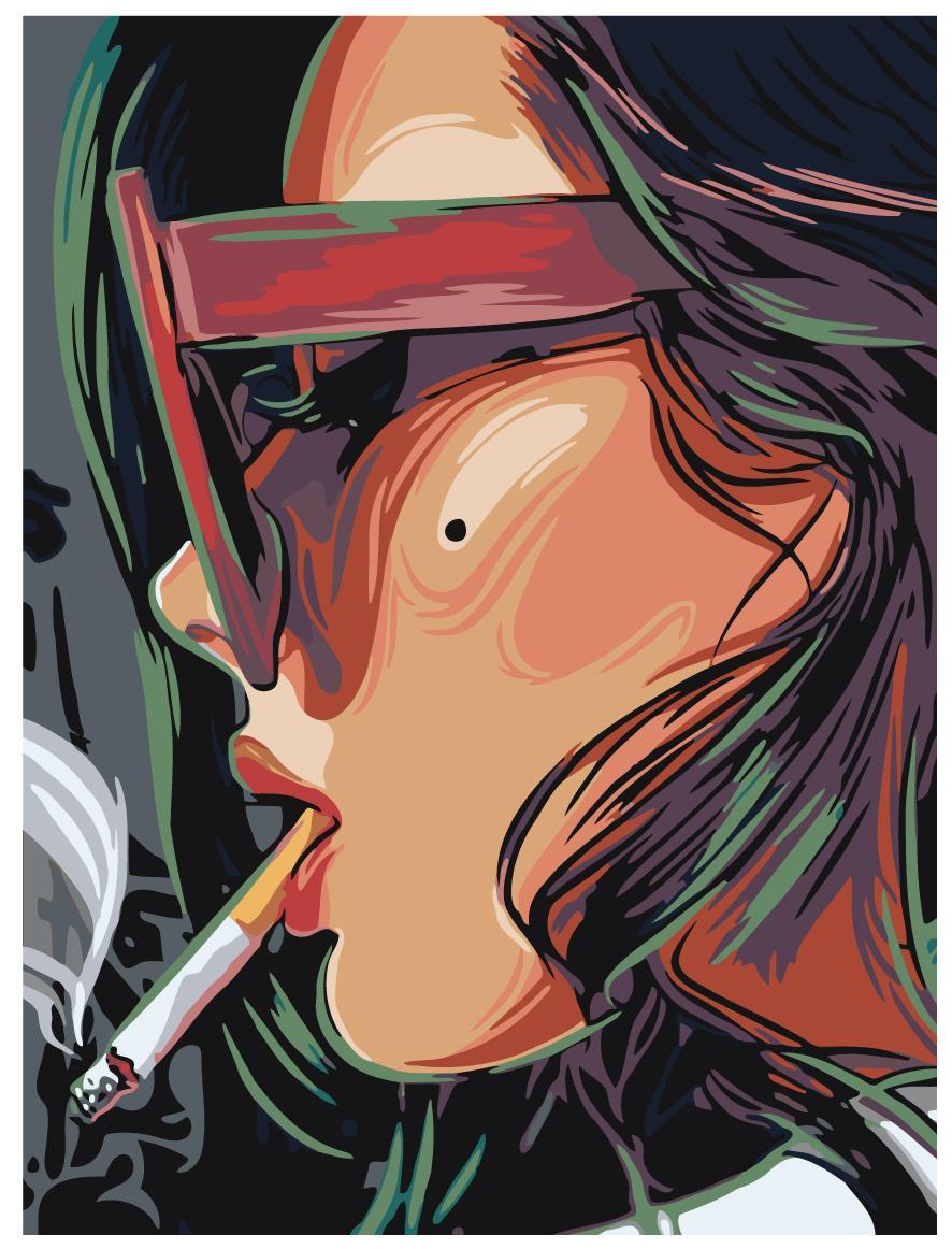 Картина по номерам Девушка с сигаретой 30 x 40 | PA43 | SLAVINA - фото 1 - id-p206627328