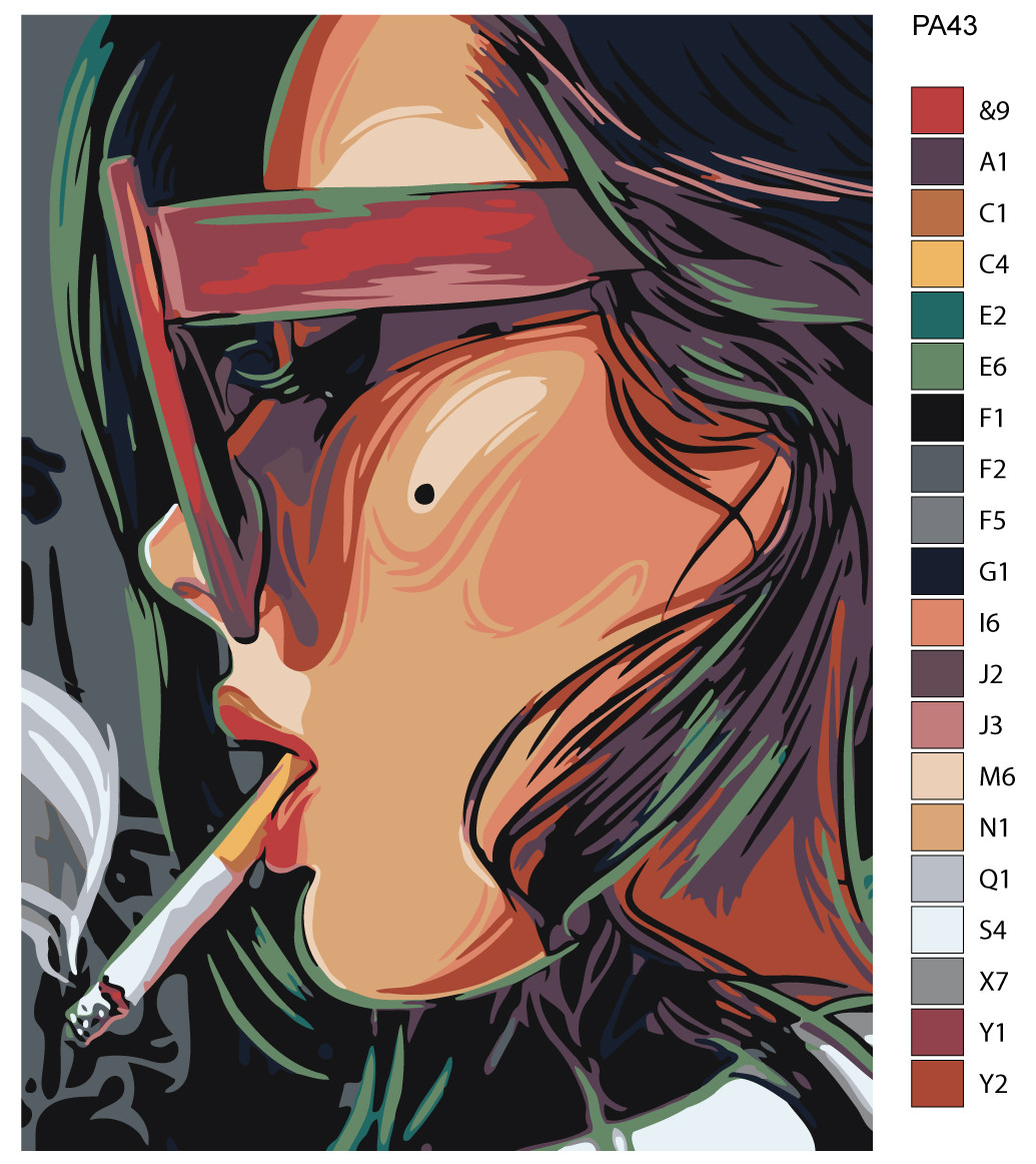 Картина по номерам Девушка с сигаретой 30 x 40 | PA43 | SLAVINA - фото 2 - id-p206627328