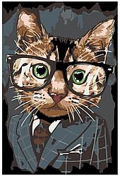 Картина по номерам Кот в очках 40 x 60 | A178 | SLAVINA