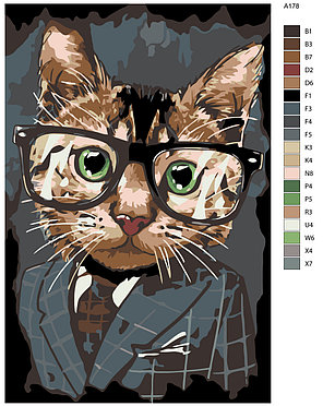 Картина по номерам Кот в очках 40 x 60 | A178 | SLAVINA, фото 2