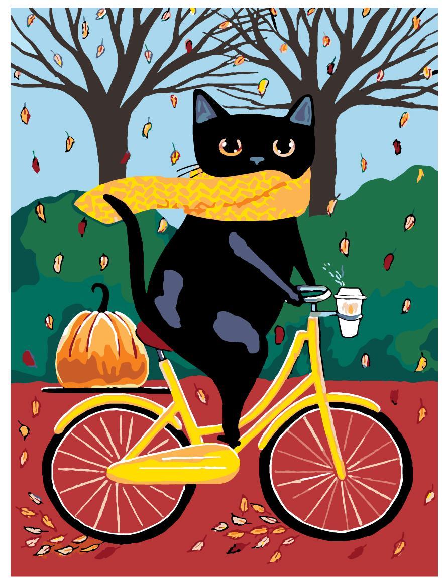 Картина по номерам Кот на велосипеде с тыквой 30 x 40 | A318 | SLAVINA - фото 1 - id-p206627342
