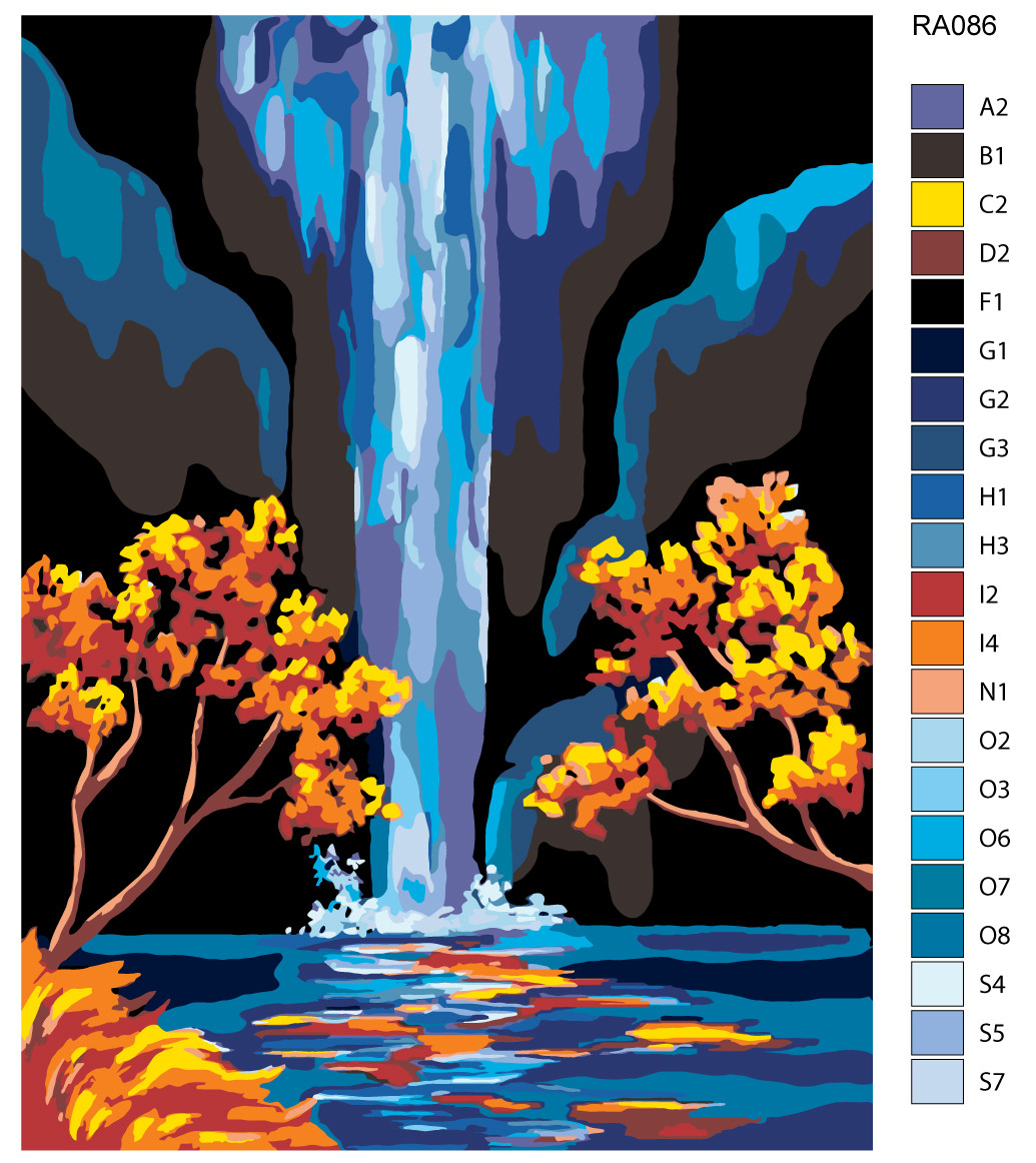 Живопись по номерам Золотые листья и водопад 30 x 40 | RA086 | SLAVINA - фото 2 - id-p206627345