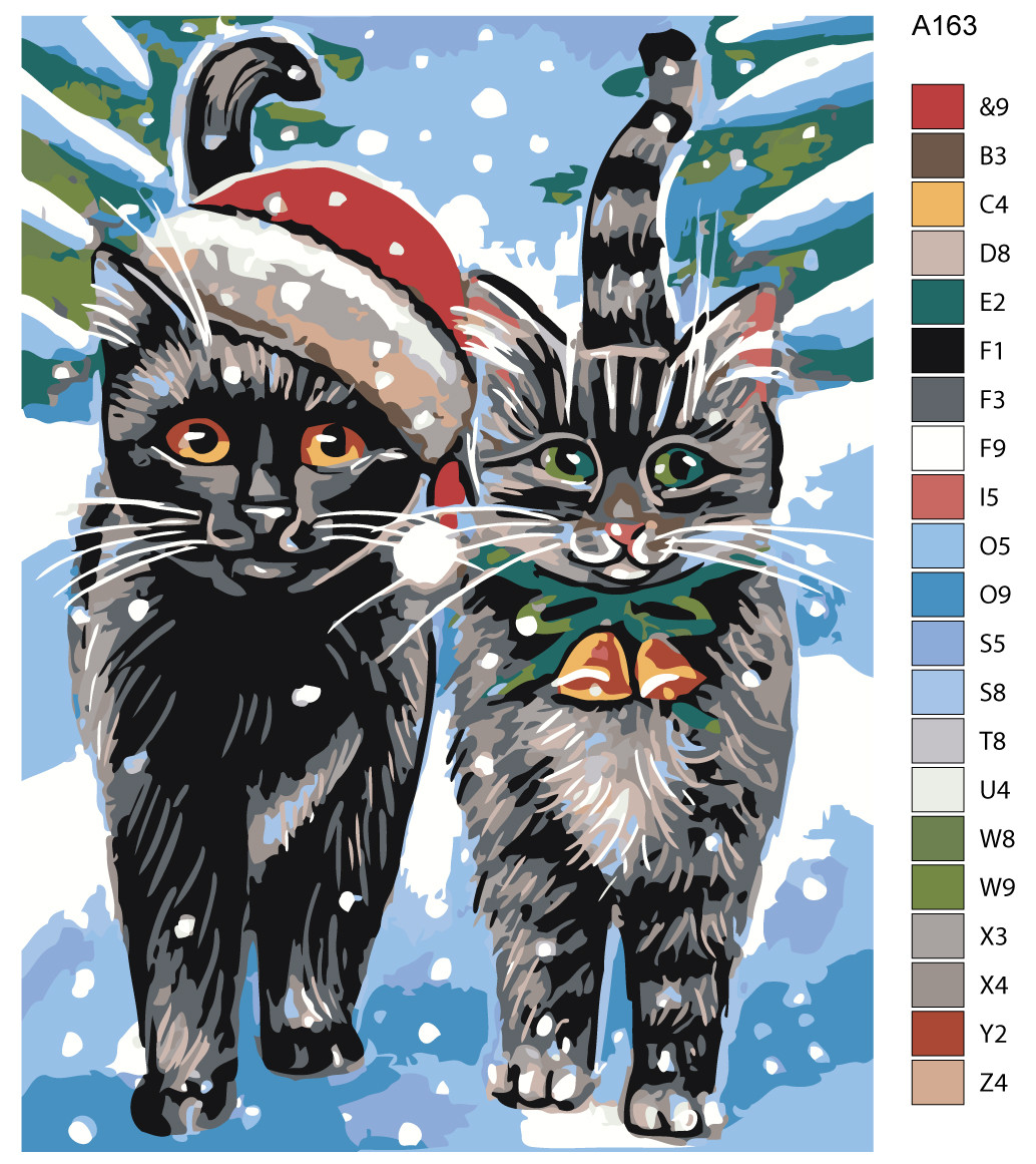 Картина по номерам Рождественские котики 30 x 40 | A163 | SLAVINA - фото 2 - id-p206627352