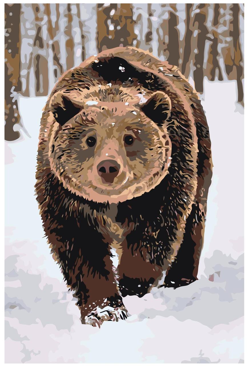 Картина по номерам Медведь в зимнем лесу 40 x 60 | A282 | SLAVINA - фото 1 - id-p206626357