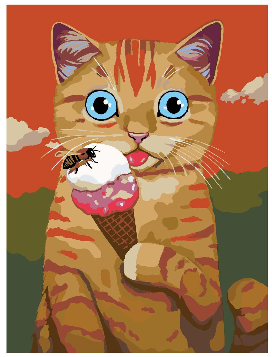 Картина по номерам Кот с мороженым 30 x 40 | A350 | SLAVINA - фото 1 - id-p206627366
