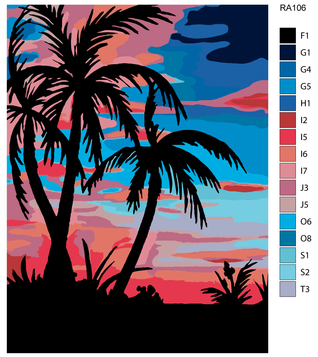 Раскраска по номерам Тропический закат 30 x 40 | RA106 | SLAVINA - фото 2 - id-p206627372
