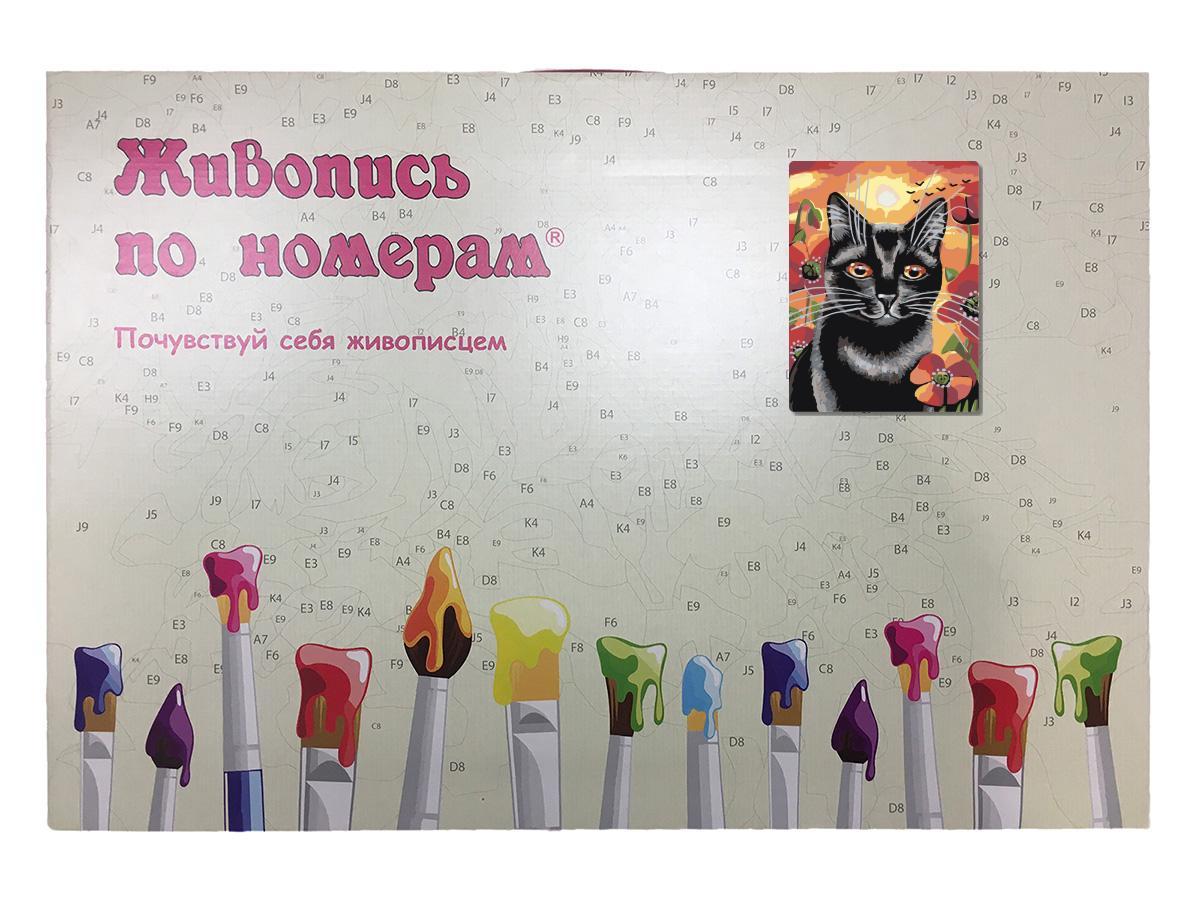 Картина по номерам Черный кот в маках 30 x 40 | A134 | SLAVINA - фото 3 - id-p206627374