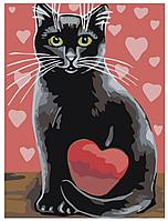 Картина по номерам Кот с сердцем 30 x 40 | A135 | SLAVINA