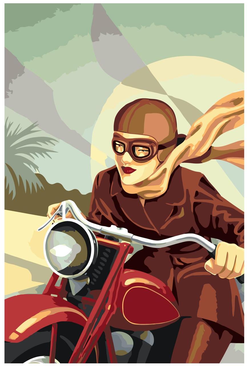 Картина по номерам Девушка на мотоцикле 40 x 60 | PA78 | SLAVINA - фото 1 - id-p206626378