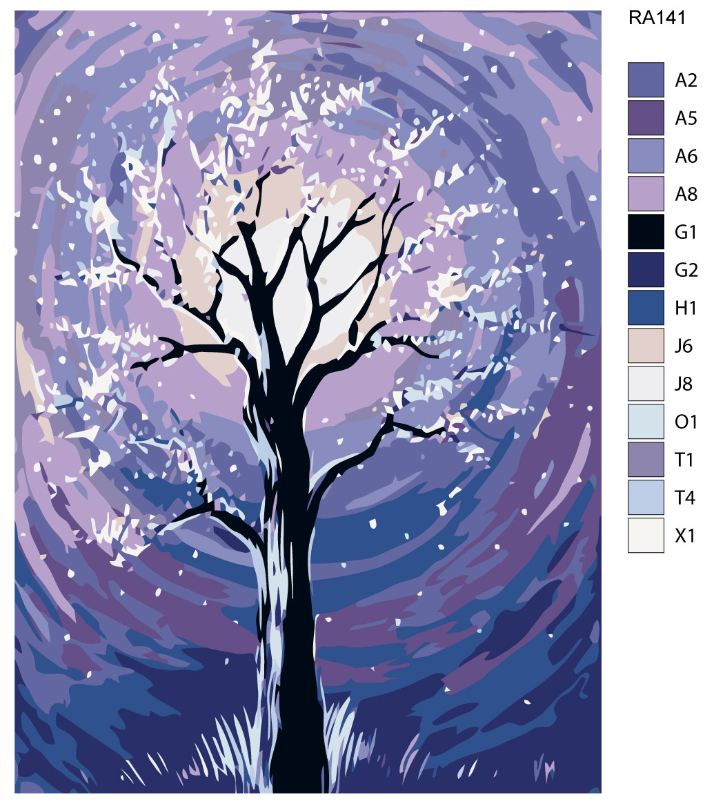 Раскраска по номерам Луна над цветущим деревом 30 x 40 | RA141 | SLAVINA - фото 2 - id-p206627404