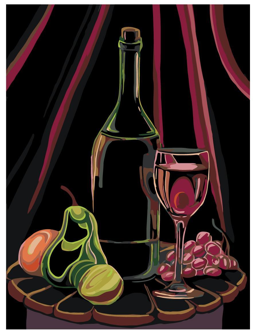 Живопись по номерам Вино с фруктами Натюрморт 30 x 40 | RA171 | SLAVINA - фото 1 - id-p206627426