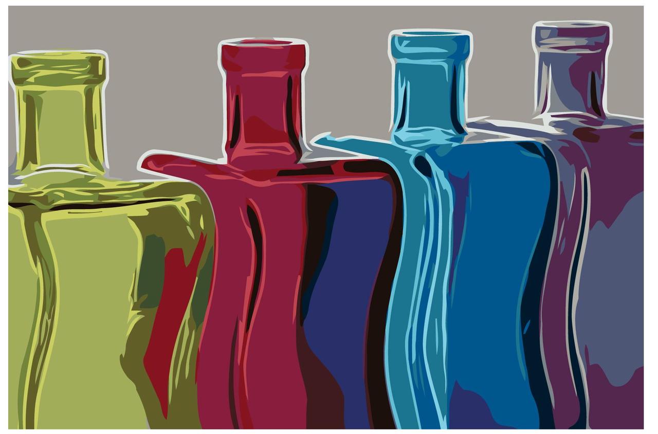 Живопись по номерам Разноцветные бутылки 40 x 60 | RA165 | SLAVINA - фото 1 - id-p206626417