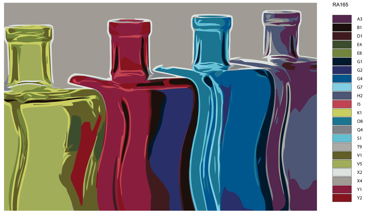 Живопись по номерам Разноцветные бутылки 40 x 60 | RA165 | SLAVINA - фото 2 - id-p206626417
