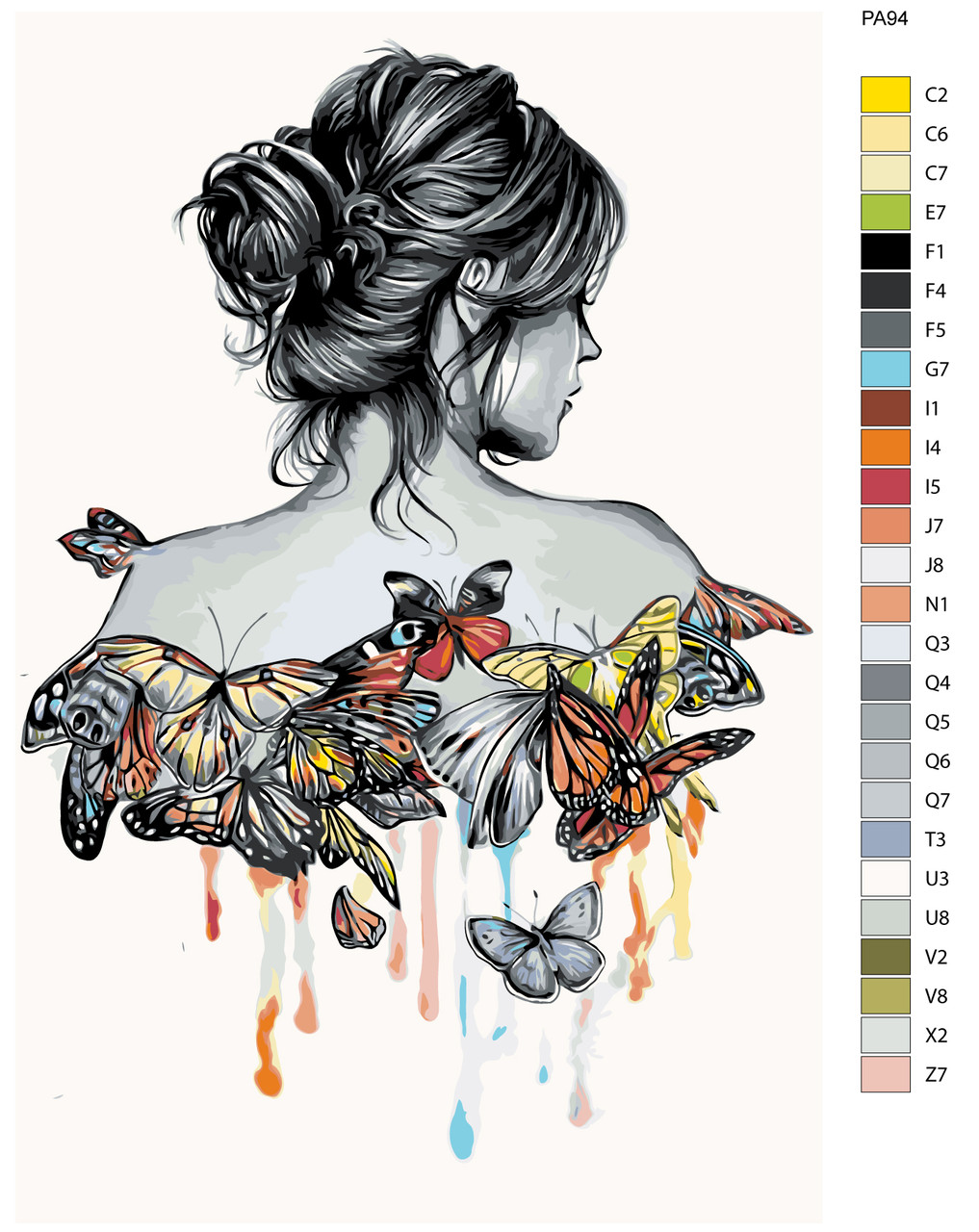 Рисование по номерам Девушка и бабочки 40 x 60 | PA94 | SLAVINA - фото 2 - id-p206626418