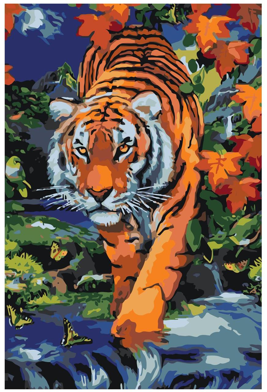 Картина по номерам Тигр и водопад 40 x 60 | A369 | SLAVINA - фото 1 - id-p206626422