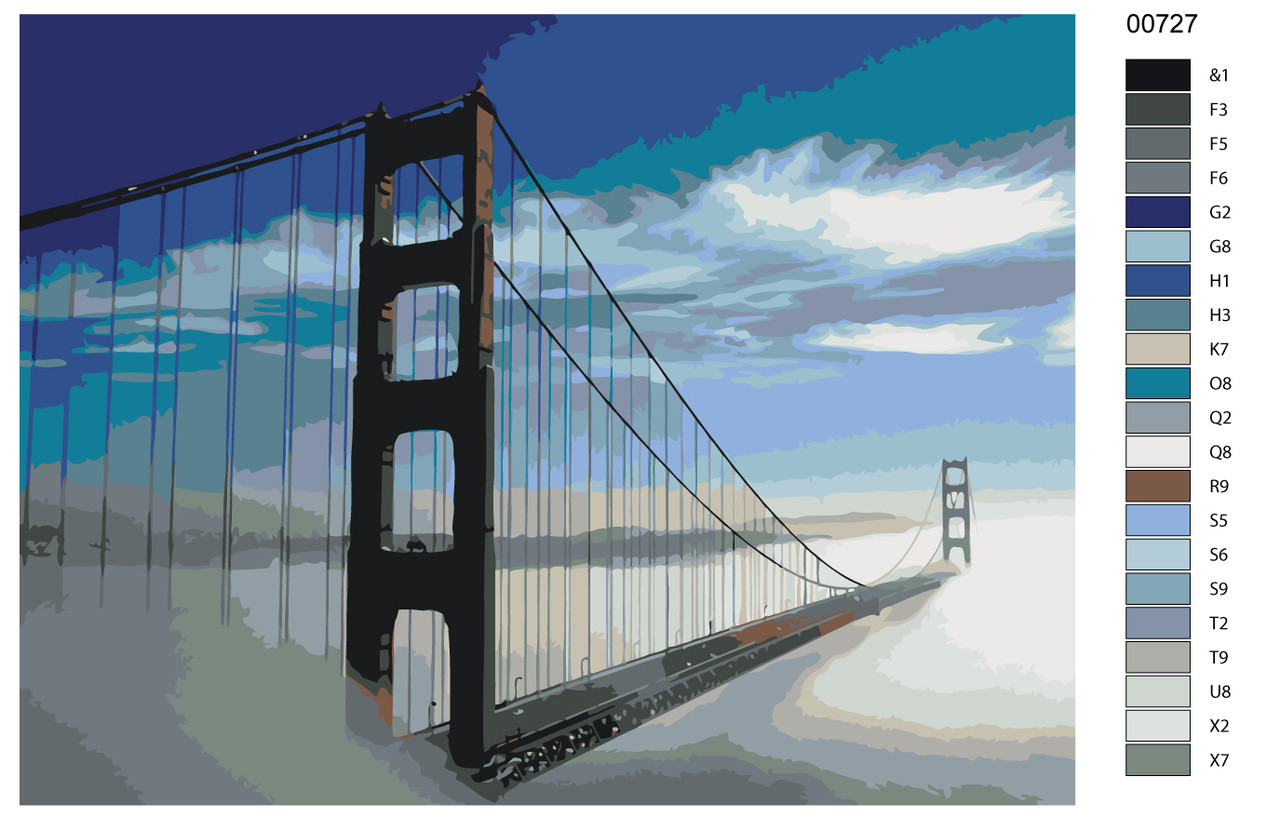 Рисование по номерам Золотые Ворота в тумане Сан-Франциско 30 x 40 | KTMK-00727 | SLAVINA - фото 2 - id-p206627443