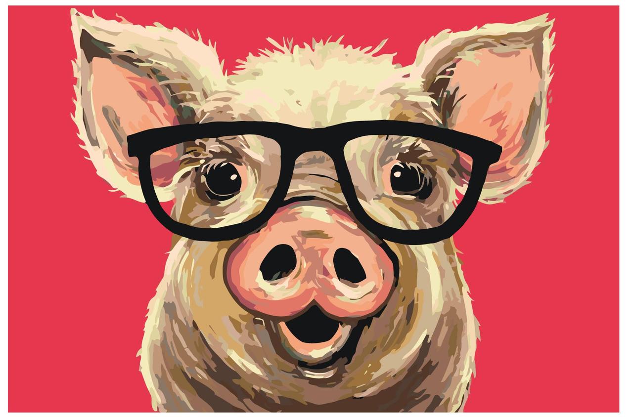 Живопись по номерам Свинка в очках 40 x 60 | A406 | SLAVINA - фото 1 - id-p206626437