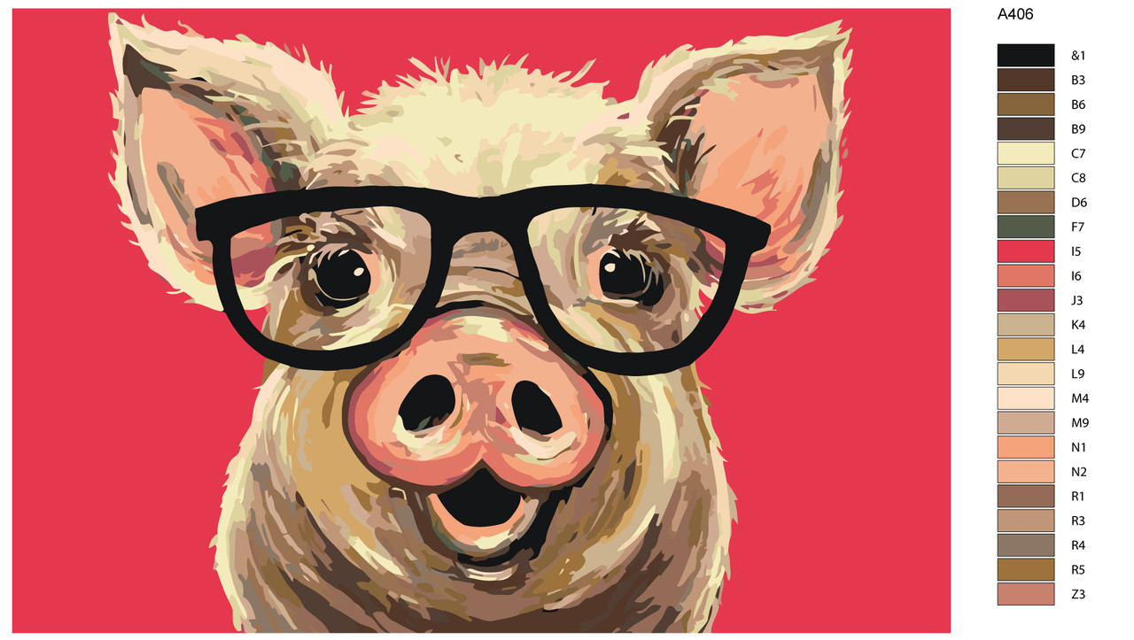 Живопись по номерам Свинка в очках 40 x 60 | A406 | SLAVINA - фото 2 - id-p206626437